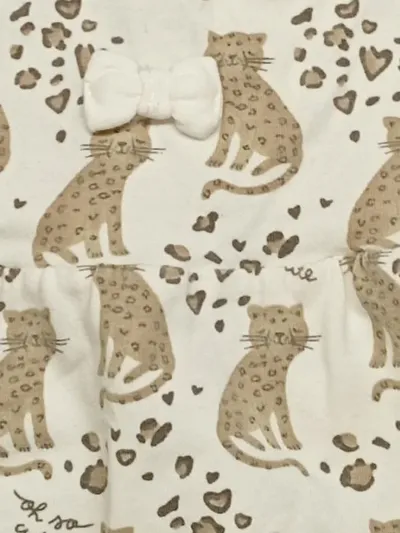 Feetje Baby Mädchen Kleid Leoparden Gr. 62 Beige Baumwolle