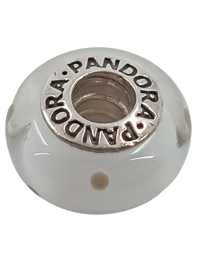 Pandora Charm Damen Weiß Glas Murano Silber 925 Punkte Bead Armband
