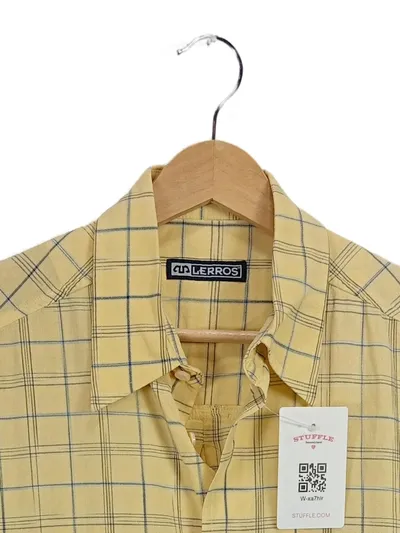 LERROS Herren Freizeithemd Kurzarm Kariert Gelb Blau Gr. XL