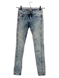 Tommy Hilfiger Damen Jeans Biker Style W26/L32 Acid Wash Blau Denim 1
