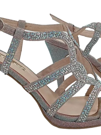 Alma en Pena Sandaletten Damen Gr. 40 Silber Strass High Heels Festlich