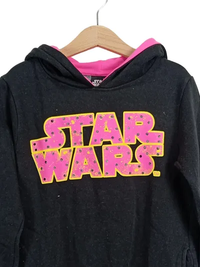 Star Wars Kinder Kapuzenpullover Gr. 134/140 Schwarz Pink Logo Hoodie