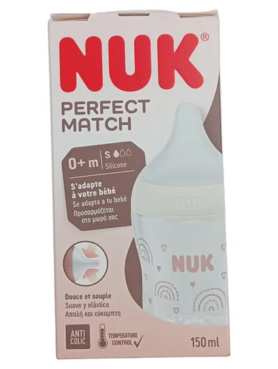 NUK Perfect Match Babyflasche 150ml 0+ Monate Silikon Anti-Colic Blau
