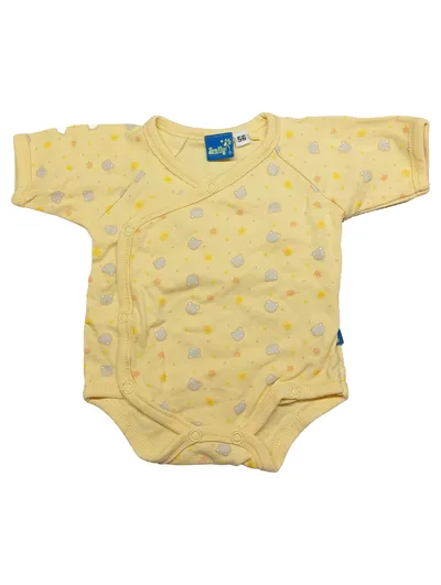 Smily Baby Body Gr. 56 Gelb Wickelbody Bärchen Kurzarm Baumwolle