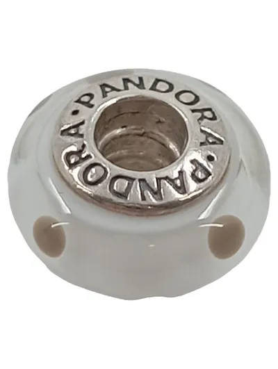 Pandora Sweetheart Charm Anhänger Murano Glas Weiß Punkte 925 Silber