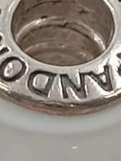 Pandora Sweetheart Charm Anhänger Murano Glas Weiß Punkte 925 Silber