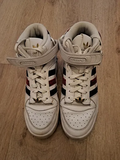 Adidas Forum Mid Sneaker Herren Gr. 40 Weiß Rot Blau Schlangenmuster