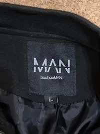 boohooMAN College Varsity Jacke Herren Gr. L Schwarz Grün Lederärmel 5