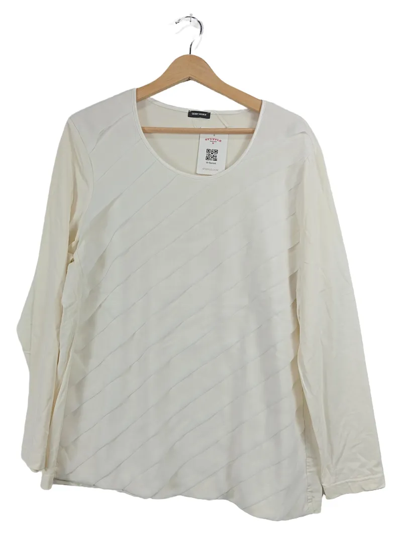 Gerry Weber Langarmshirt Damen Gr. 46 Beige Struktur Elegant 1