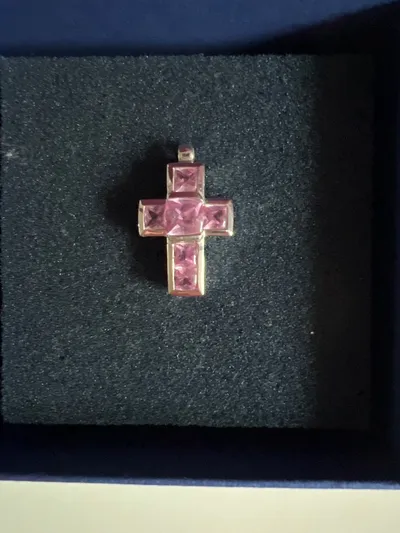 JOOP! Kreuz Anhänger Rosa Steine Silber Damen Kettenanhänger Schmuck