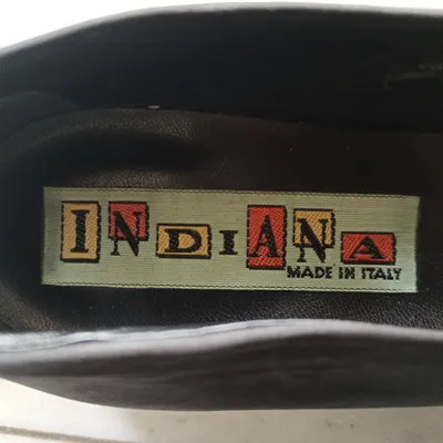 INDIANA Damen Ballerinas Gr. 38 Grau Leder Löwenkopf Made in Italy