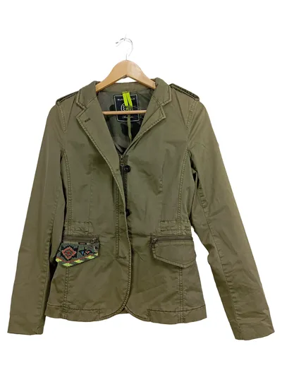Blonde No.8 Blazer Damen Gr. 36 S Oliv Baumwolle Perlen Stickerei Freizeit