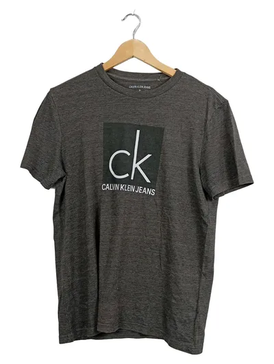 Calvin Klein Jeans Herren T-Shirt Grau M Logo Print Baumwolle Mix Casual