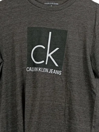 Calvin Klein Jeans Herren T-Shirt Grau M Logo Print Baumwolle Mix Casual