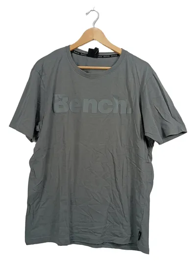 Bench Herren T-Shirt Baumwolle Kurzarm Logo Grau Gr. 52 XL
