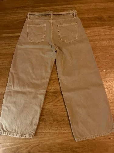 Mango MNG Damen Stoffhose Wide Leg Beige Gr. 40 Baumwolle