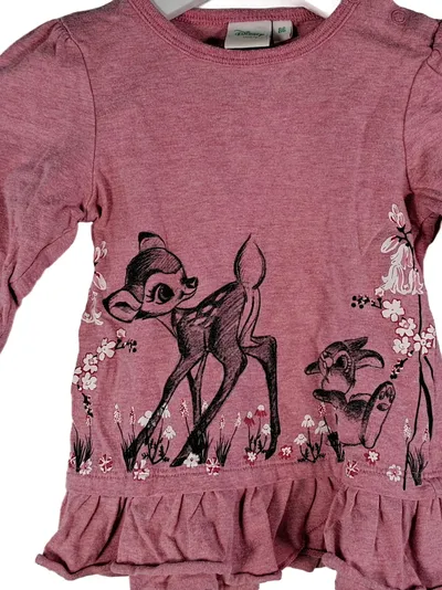 Disney Baby Langarmshirt Reh Motiv Rosa Gr. 86 Baumwolle Rüschen