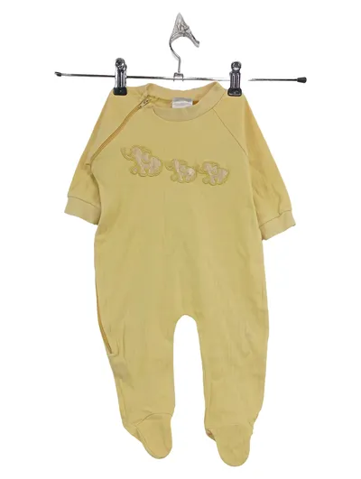 OIMO Baby Schlafanzug Strampler Gr. 74 Gelb Elefant Baumwolle Rippstrick