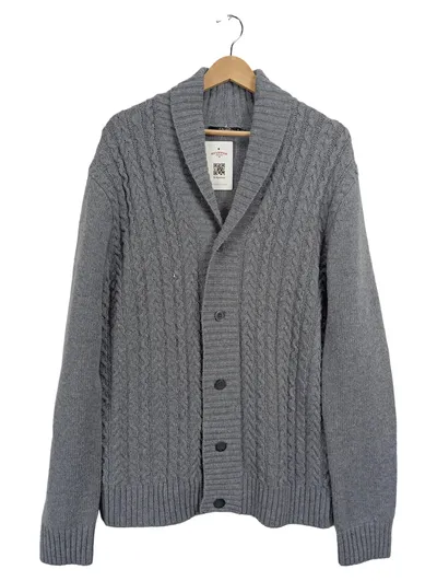 Calida Herren Strickjacke Cardigan Wolle Zopfstrick Grau Gr. 48/M