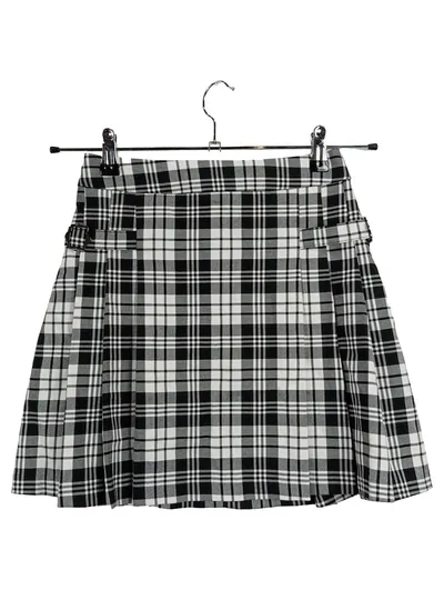 MANGO Damen Faltenrock Kariert Schwarz XXS 32 Preppy