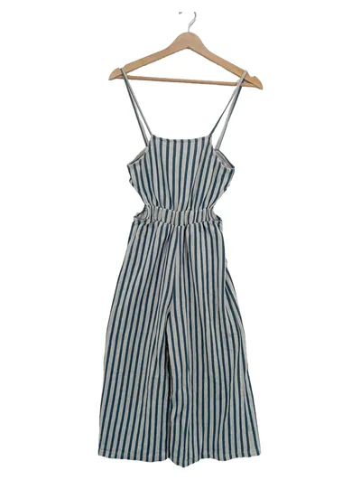 Pull&Bear Damen Jumpsuit Gestreift Blau Weiß Gr. S Cut-Outs Sommer