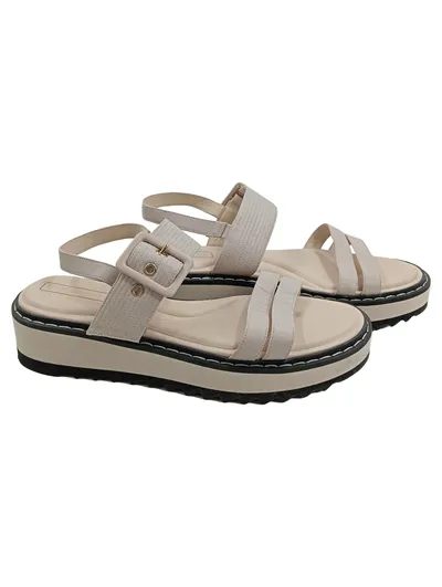 Tamaris Plateausandalen Damen Gr. 40 Beige Casual Sandalen