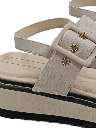 Tamaris Plateausandalen Damen Gr. 40 Beige Casual Sandalen