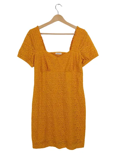 Cache Cache Damen Kleid Sommerkleid Spitze Gr. 42 XL Orange Blumen Minikleid