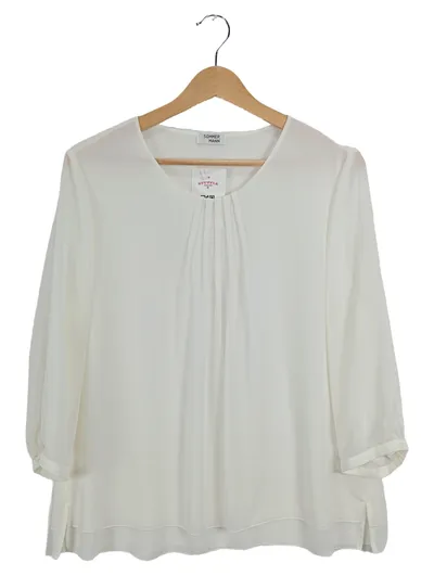 Sommermann Business Bluse Damen Elegant Gr. 40 L Weiß 3/4 Arm