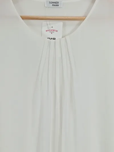 Sommermann Business Bluse Damen Elegant Gr. 40 L Weiß 3/4 Arm