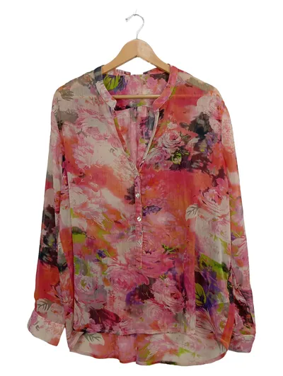 Tamaris Damen Bluse floral Mehrfarbig XS Langarm Knopfleiste