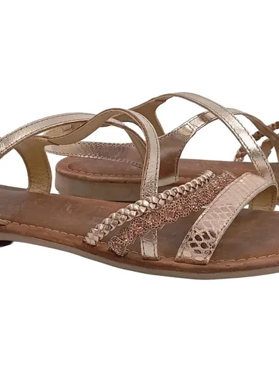Tamaris Damen Sandalen Riemchensandale Gold Rose Gr. 40 Flach Sommer