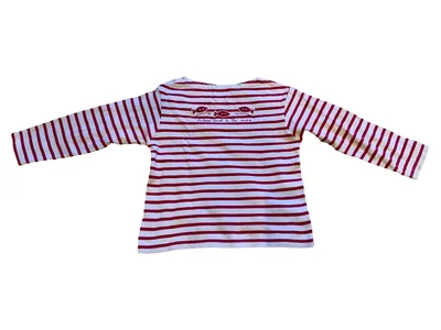 WEEKEND A LA MER Langarmshirt Gr. 128 8A Gestreift Rot Maritim Fisch Motiv