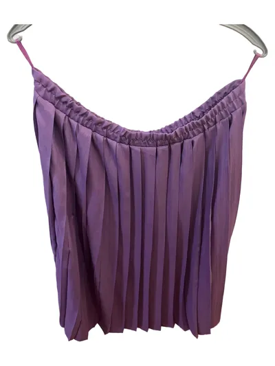 Marie France Faltenrock Damen Gr. 42/XL Lila Plissee Knopfleiste Vintage