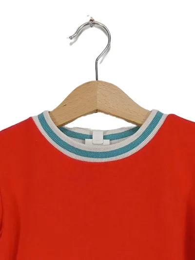 Mini Boden Mädchen Sweatkleid Gr. 98 Rot Herztaschen Blumenmuster