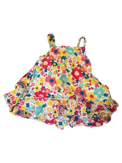 NAME IT Sommerkleid Mädchen Gr. 92 Bunt Blumen Trägerkleid Rüschen Baumwolle
