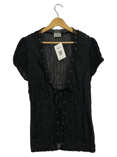 Street One Damen Bluse Gr. 40/L Schwarz Strass Spitze Festlich