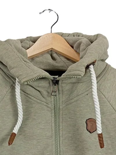 Naketano Damen Sweatjacke Kapuzenjacke Hoodie Grün Meliert Gr. M