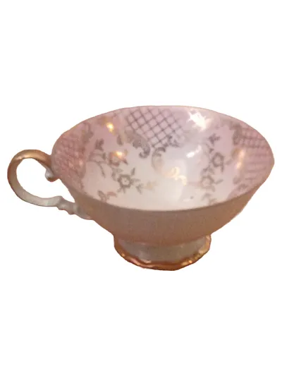 Johann Seltmann Vohenstrauß Teetasse Porzellan Vintage Rosa Blumen 5cm
