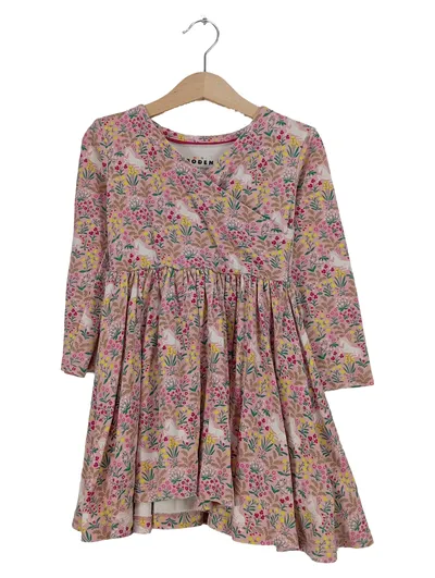 Mini Boden Mädchen Kleid Gr. 110 Rosa Einhorn Blumen Baumwolle