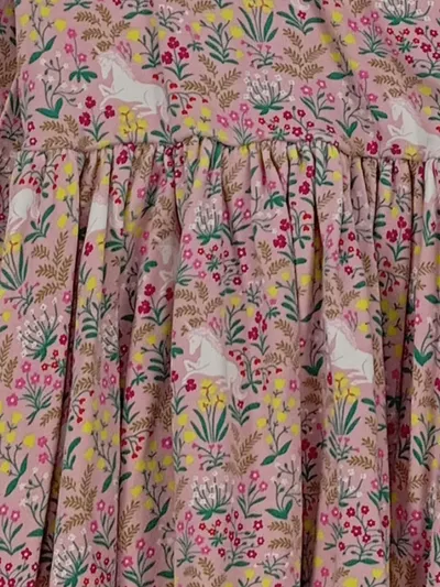 Mini Boden Mädchen Kleid Gr. 110 Rosa Einhorn Blumen Baumwolle