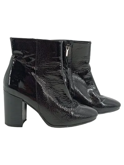 Morgan Damen Stiefelette Lackleder Schwarz Gr. 37 Blockabsatz Elegant
