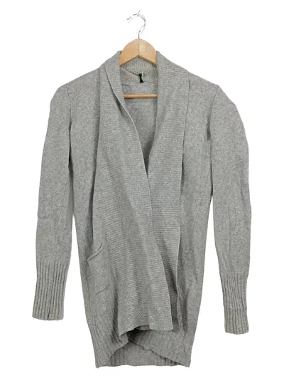 STILE BENETTON Damen Strickjacke Gr. 38 Grau Wolle Cardigan Casual