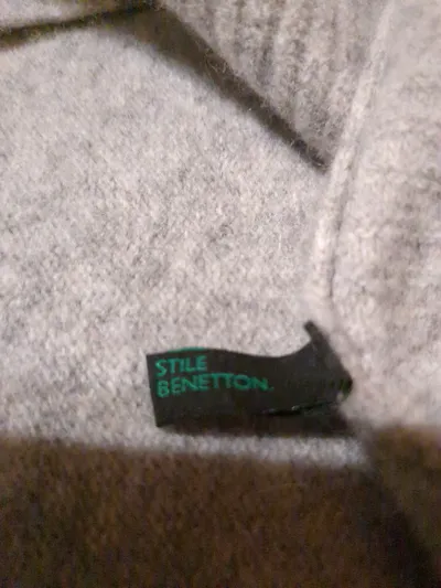 STILE BENETTON Damen Strickjacke Gr. 38 Grau Wolle Cardigan Casual