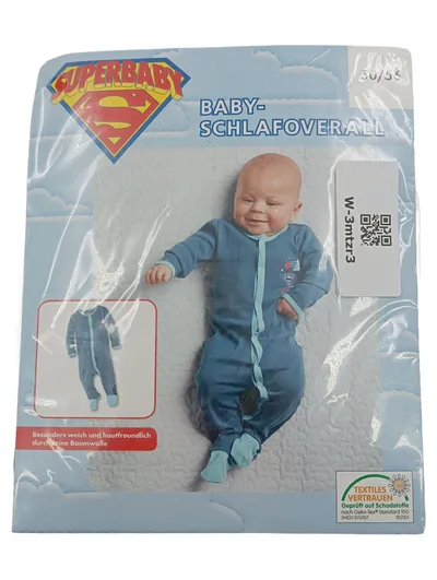 DC Comics Superbaby Schlafoverall Baby Strampler Gr. 50/56 Blau Baumwolle
