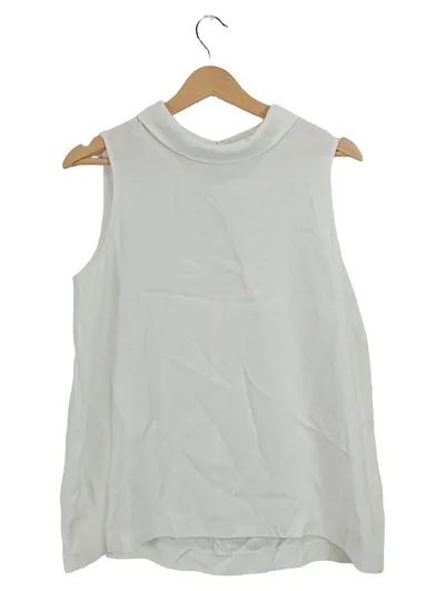Someday Damen Bluse Gr. 40 Weiß Rollkragen Ärmellos Viskose
