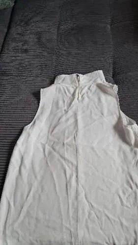 Someday Damen Bluse Gr. 40 Weiß Rollkragen Ärmellos Viskose