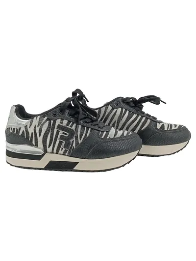 Replay Damen Sneaker Low Gr. 37 Zebra Muster Schwarz Weiß Leder