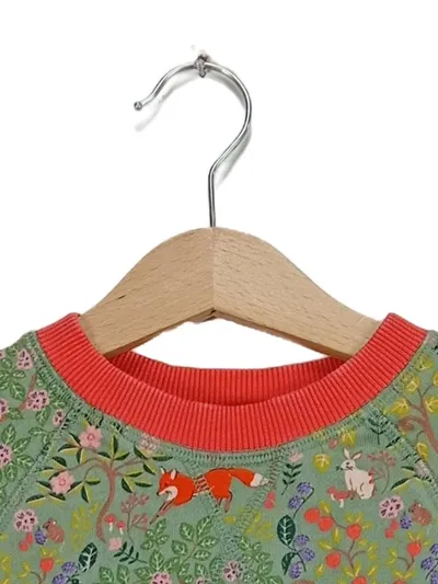 Mini Boden Mädchen Sweatkleid Fuchs Waldtiere Gr. 104 Grün