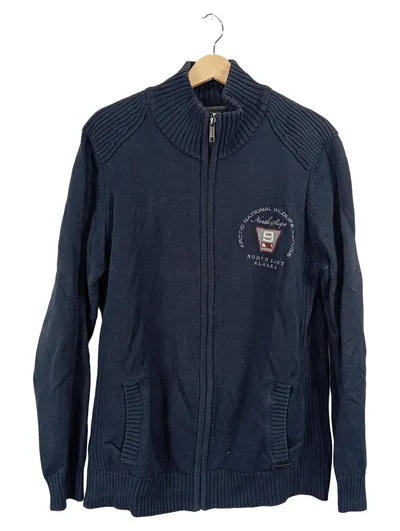 s.Oliver Herren Strickjacke Gr. L Blau Baumwolle Reißverschluss Casual